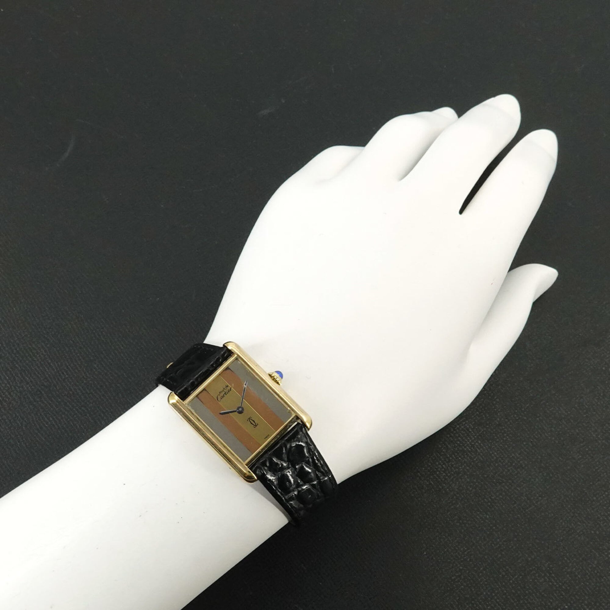 Cartier Must Tank Vermeil Trinity Ladies Watch, 3 Colors, SV925, Manual Winding Watch — Very Good