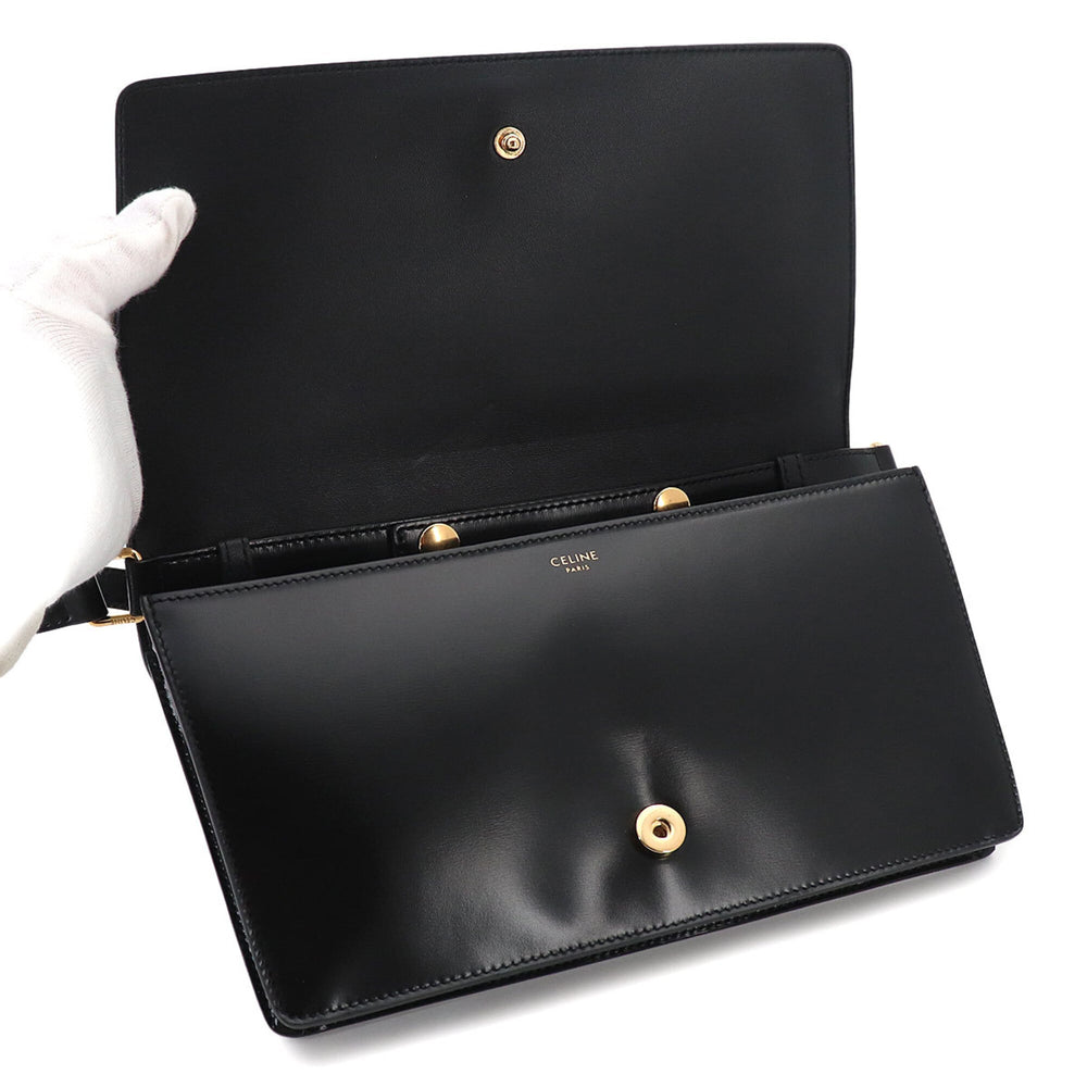 Celine Triomphe Trapeze 2-way Shoulder Clutch Handbag, Leather, Black, 199283BF4, Gold Hardware, Bag — New - Store Return