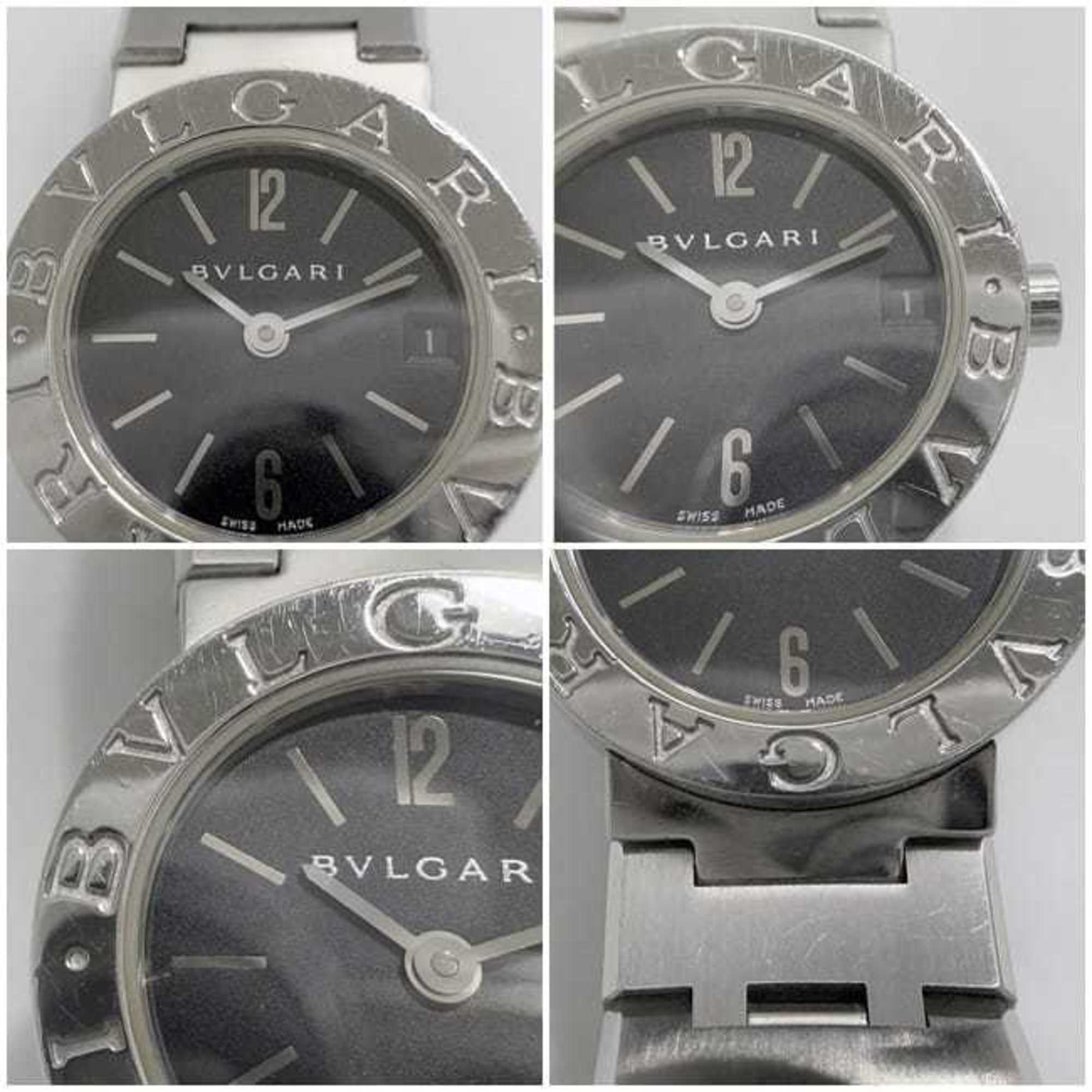 Bvlgari Watch f-21814 Black Silver BB23SS Ladies SS Quartz BVLGARI Dial Battery Operated — Very Good