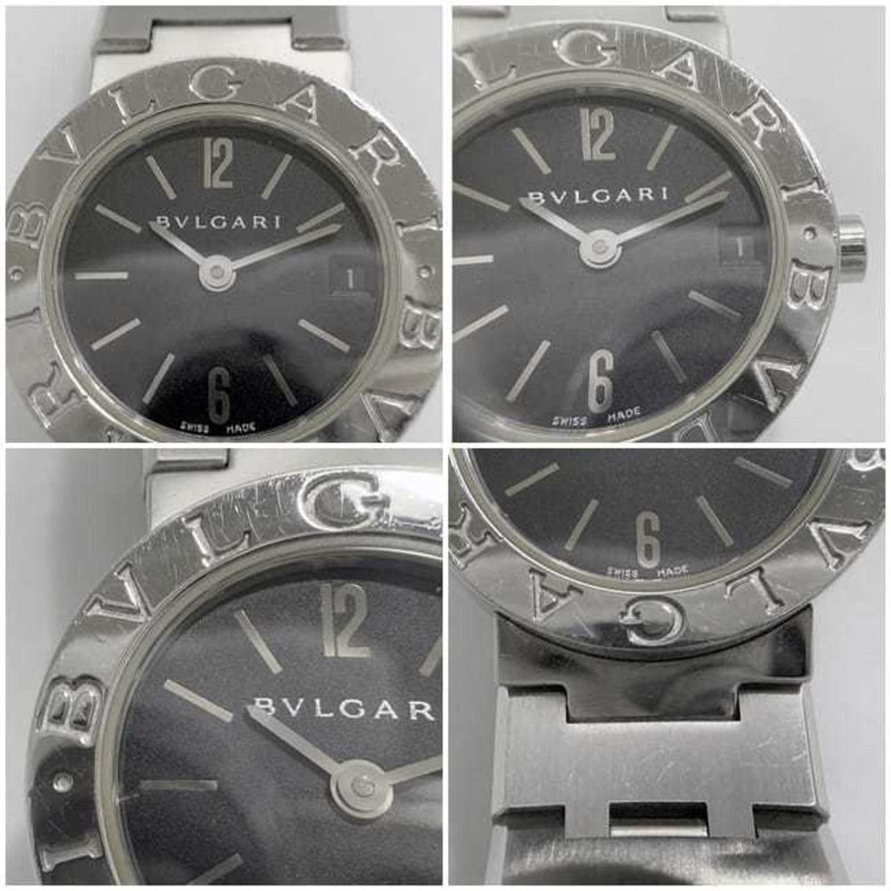 Bvlgari Watch f-21814 Black Silver BB23SS Ladies SS Quartz BVLGARI Dial Battery Operated — Very Good