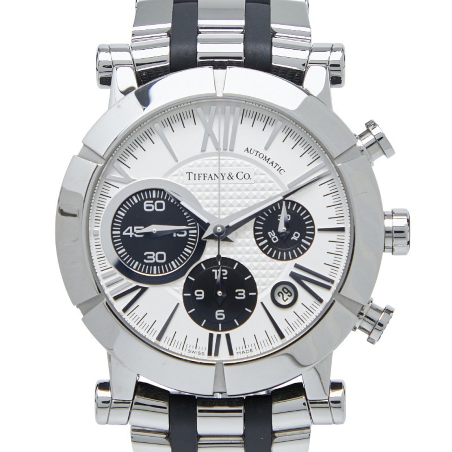 Tiffany & Co. Atlas Automatic Watch, Silver Dial, Stainless Steel, Rubber, Men's