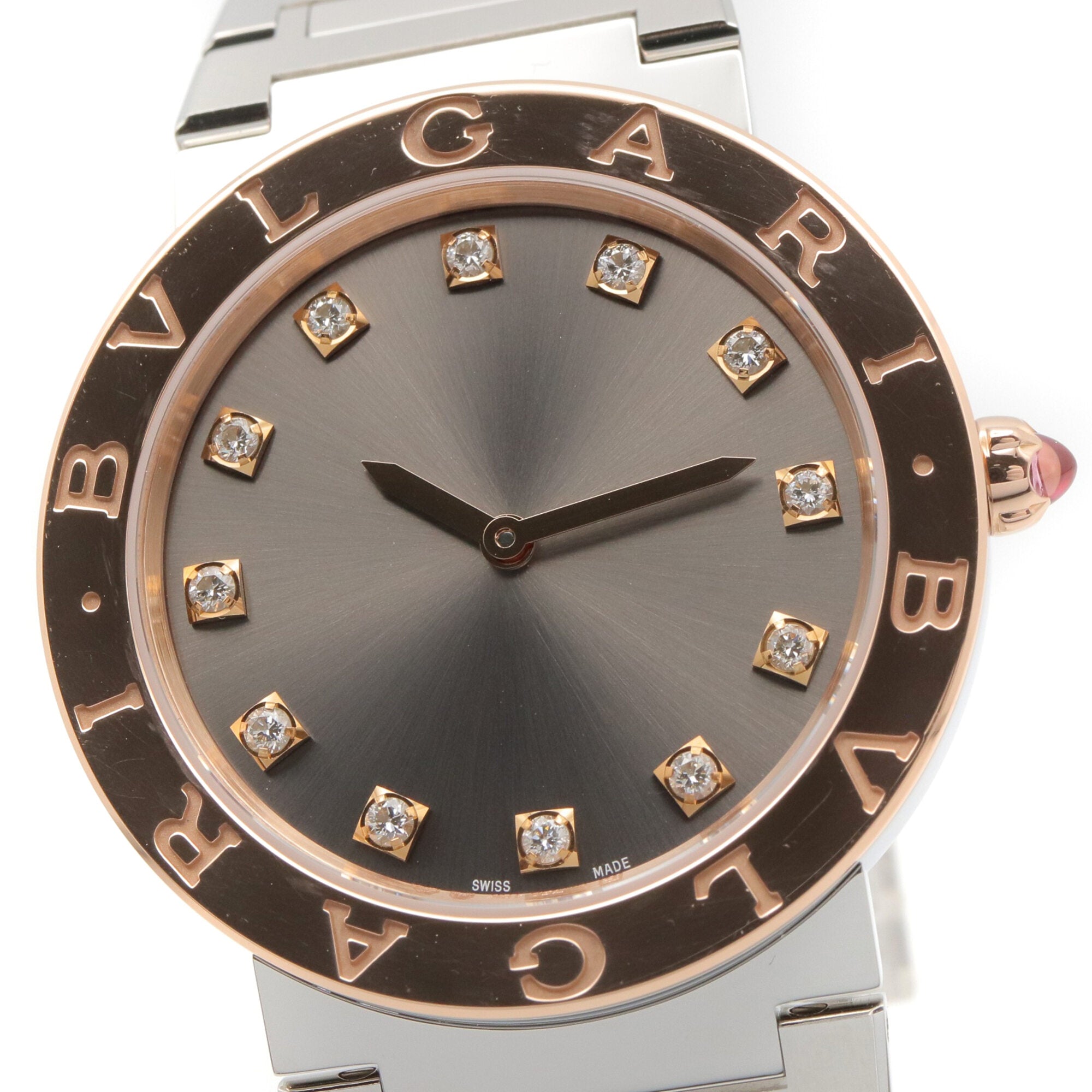 BVLGARI Bulgari 12-Diamond Watch, 18K Pink Gold (PG) Stainless Steel, Women's, Gray Tone, BBP33SG — Very Good
