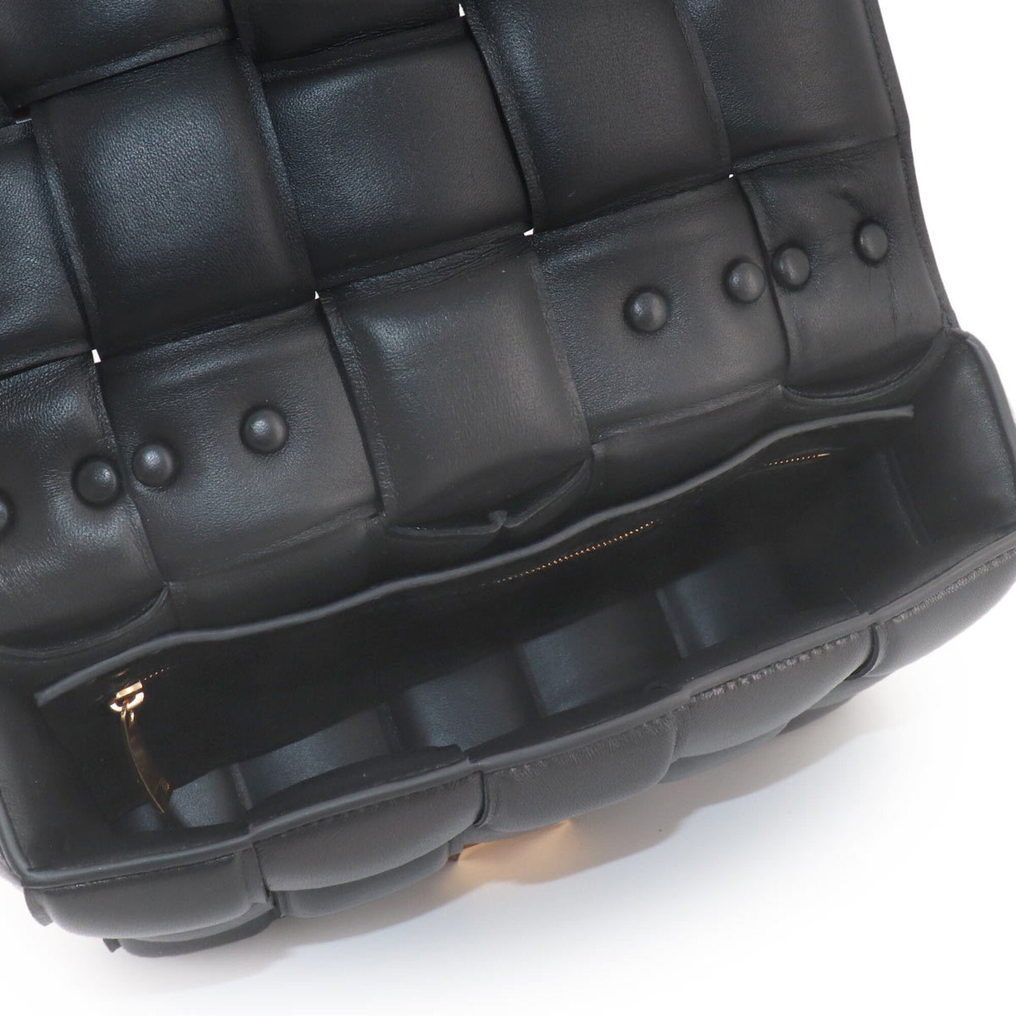 Bottega Veneta Intrecciato Chain Cassette 2-way Hand/Shoulder Handbag Leather Black 631421 — New - Store Return