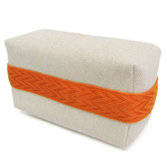 Hermes Brid A Black PM Women,Men Cotton,Toile H Handbag,Pouch Light Beige,Orange — Like New