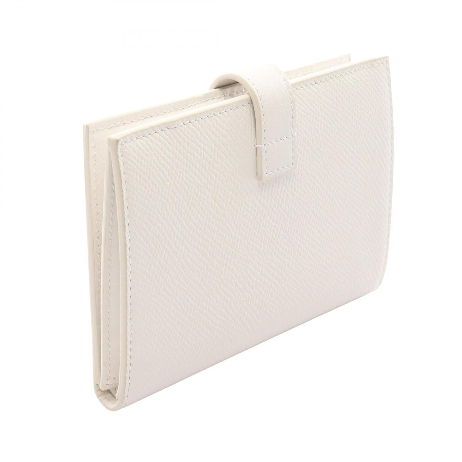 Celine Medium Strap Wallet, Bi-fold Leather, Women's, White, 10B64 3BFP