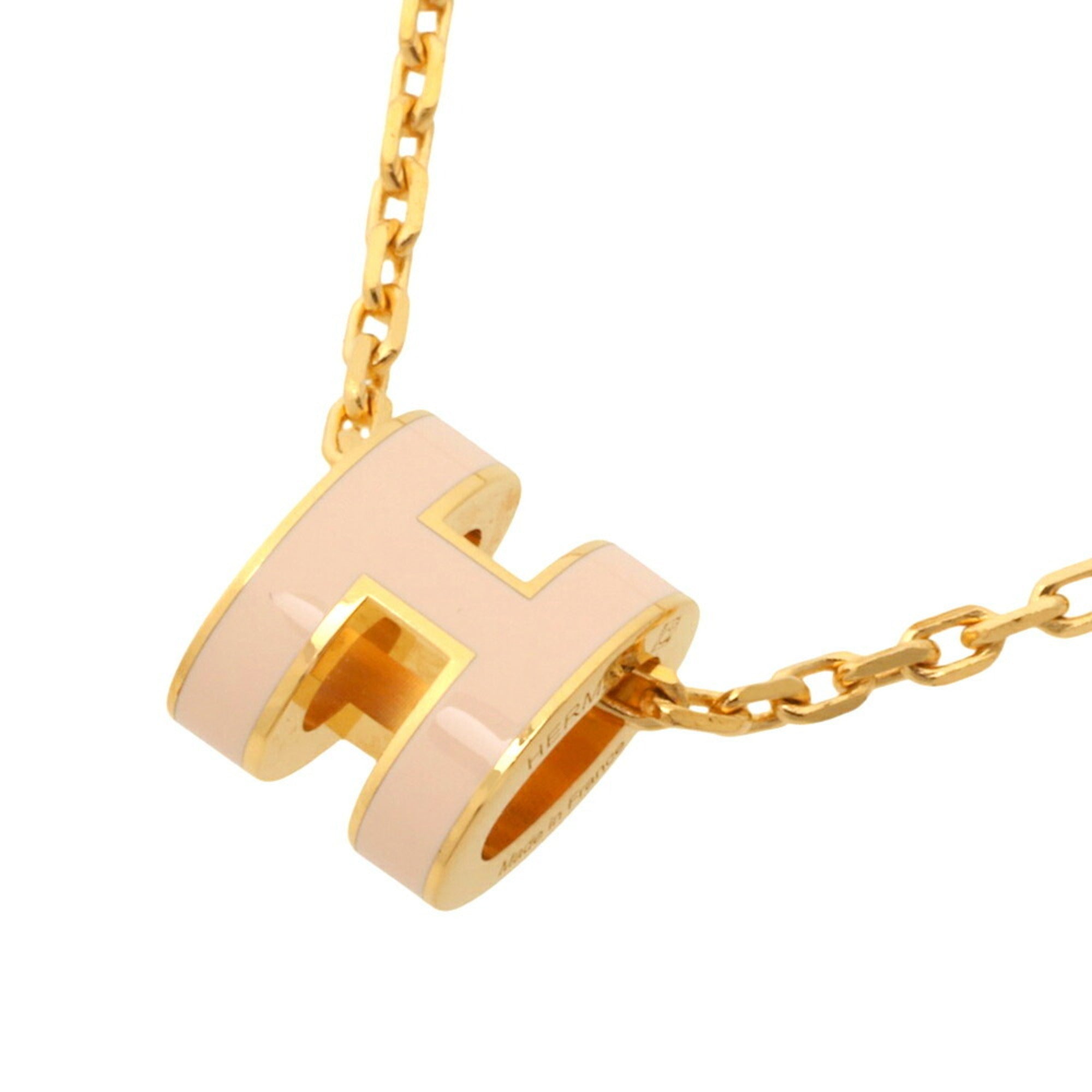 Hermes Mini Pop H Necklace GP Rose Dragee Pink — Like New