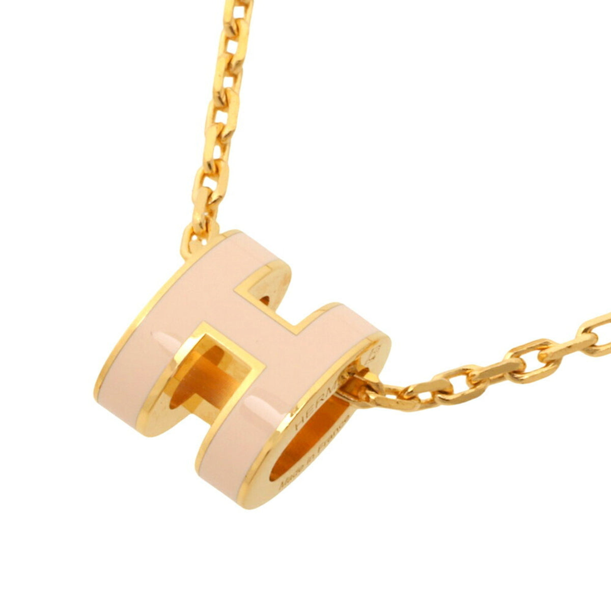 Hermes Mini Pop H Necklace GP Rose Dragee Pink — Like New