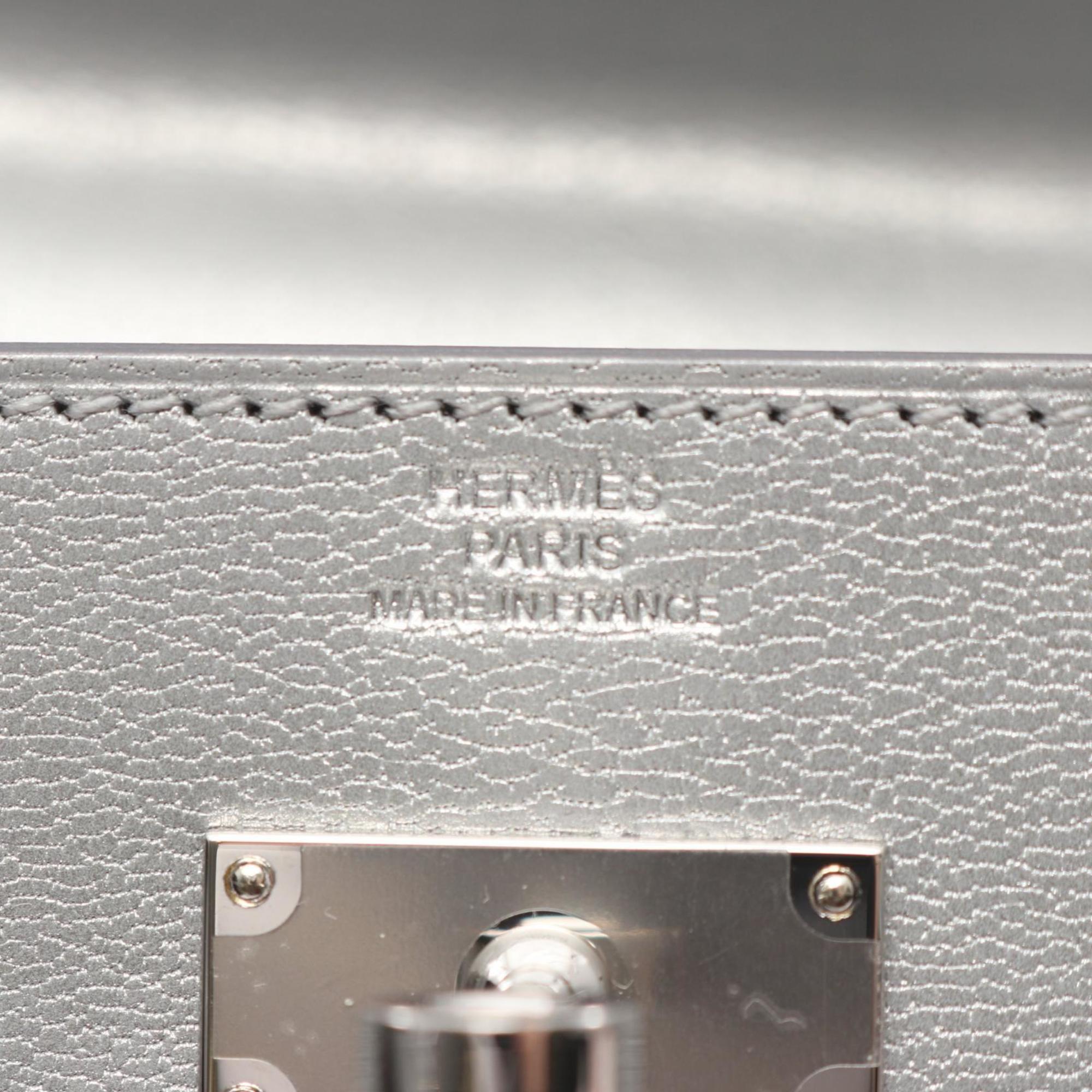 Hermes Hermès Kelly To Go Shoulder Bag in Leather, Chevre Shamquila, Silver, Argent — New - Store Return