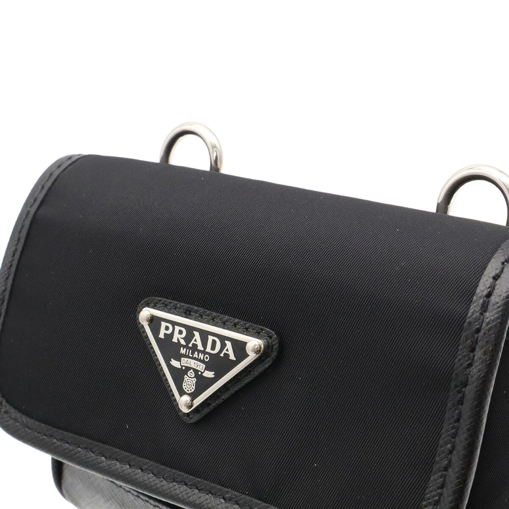 PRADA Triangle Shoulder Bag, Pouch, Handbag, Nylon Leather, Black (NERO) 2ZT022 — Like New