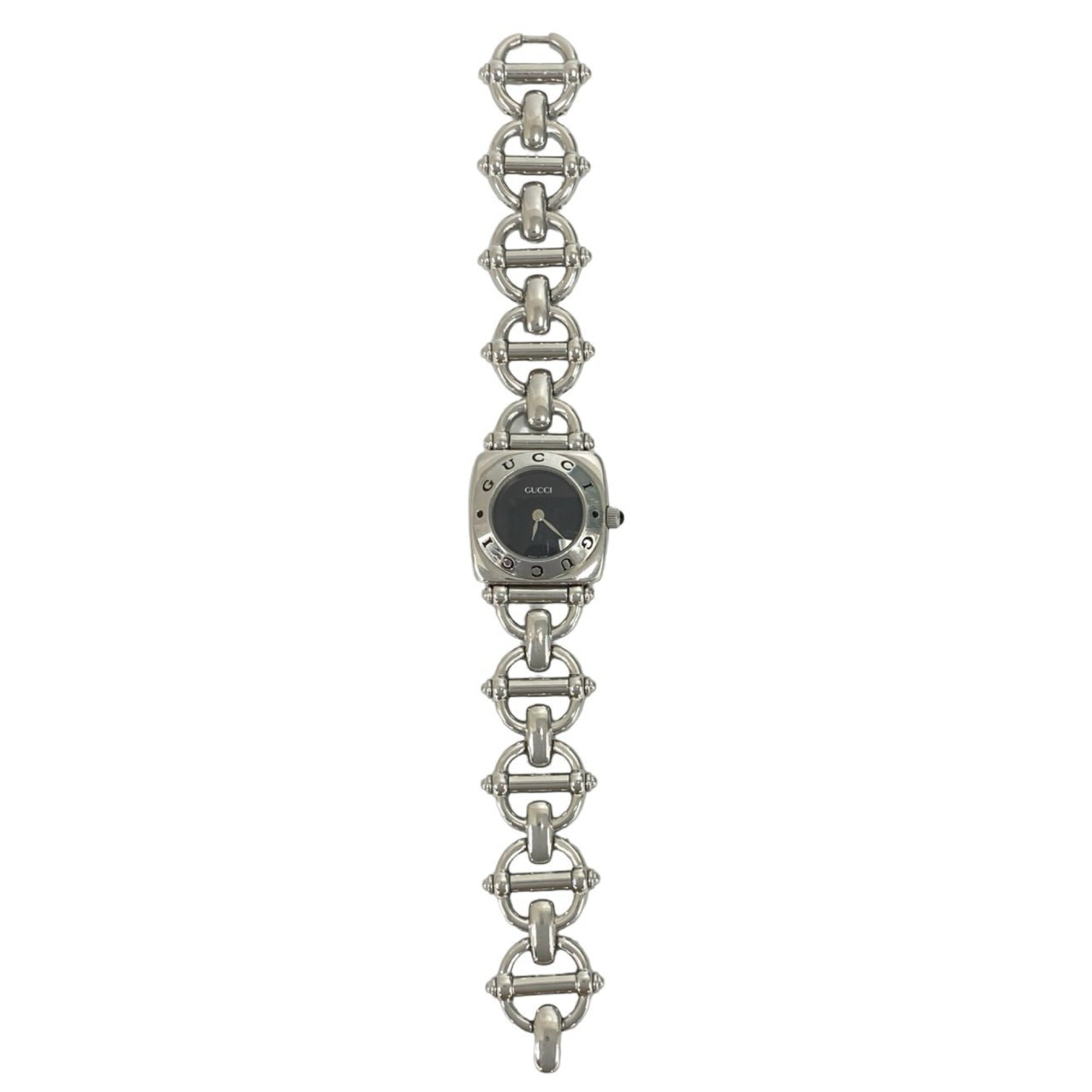 GUCCI Horsebit Chain Stainless Steel Quartz Wristwatch, Silver, 37483 — Good