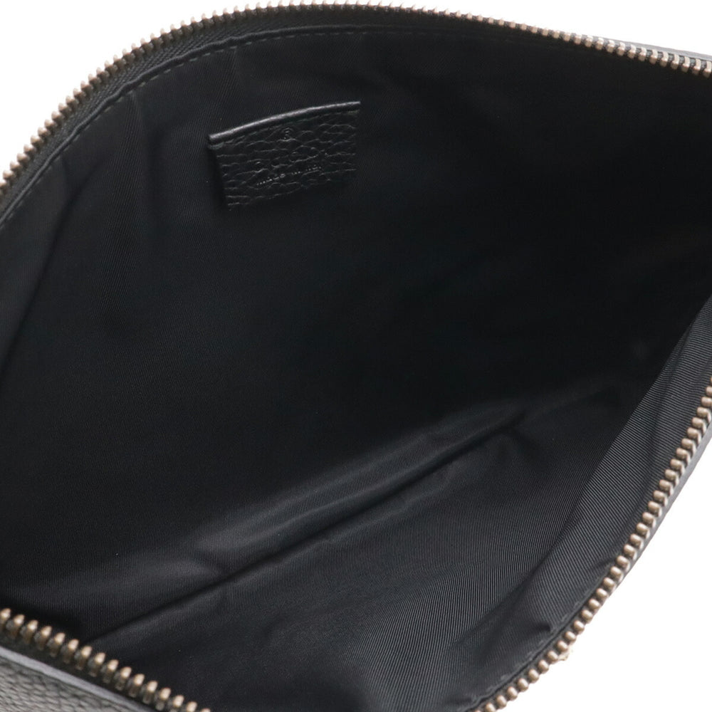 GUCCI Animalier Tiger Head Clutch Bag, Second Handbag, Pouch, Leather, Black, 453165 — Like New