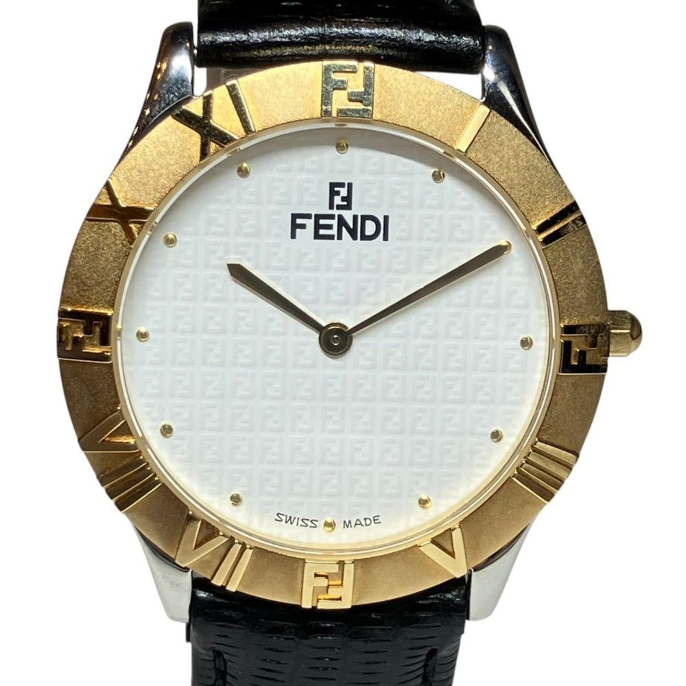 Fendi watch, total weight 41.2g, stainless steel, genuine leather strap, quartz movement, white dial, 2000G — Good