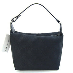 Salvatore Ferragamo Ferragamo Gancini 22 3690 Black Nylon Leather Handbag Pouch for Women Salvatore — Like New
