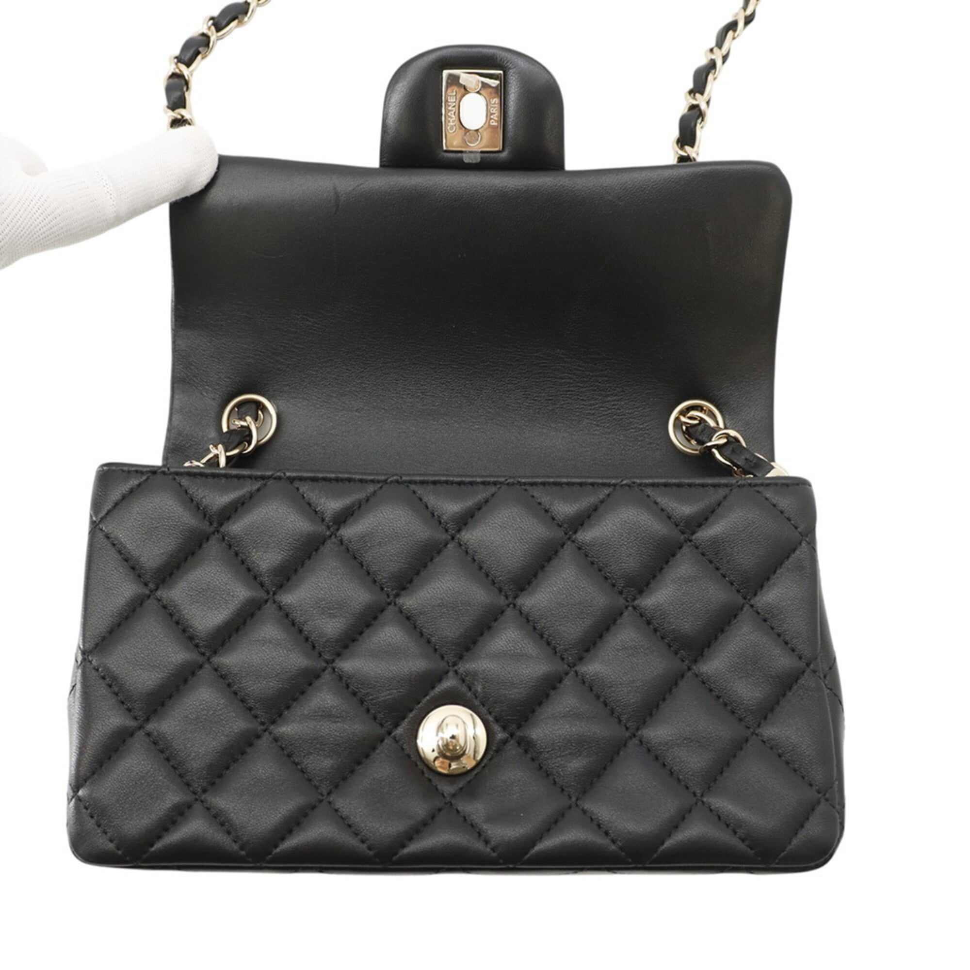 Chanel Chain Shoulder Bag Matelassé Coco Mark Lambskin A69900 CHANEL Black Handbag Women's — Like New