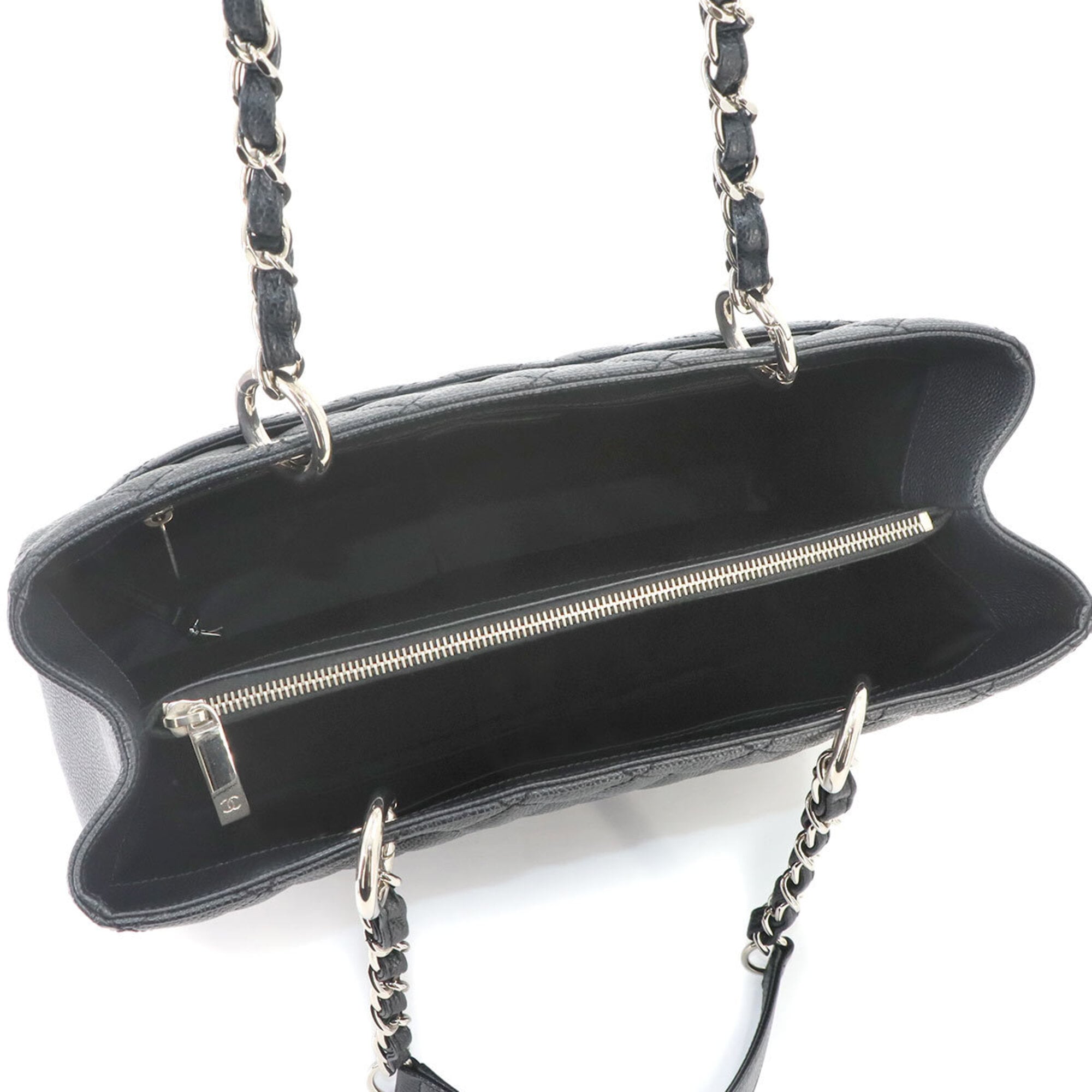 Chanel Matelasse Grand Chain Tote Handbag GST Caviar Leather Black A50995 — Like New