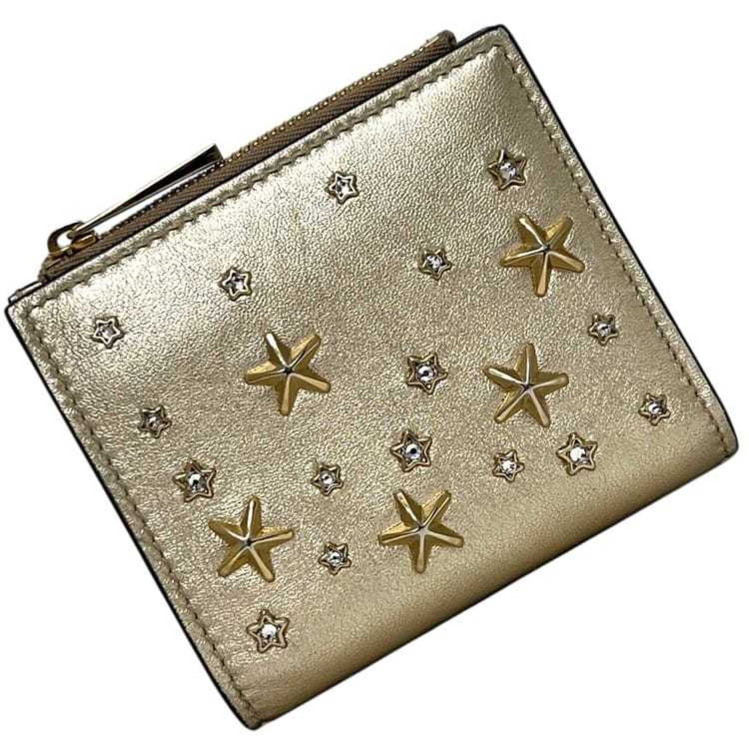 Jimmy Choo bi-fold wallet ec-25418 gold HANNI U AUR OO0955 star leather studs JIMMY CHOO