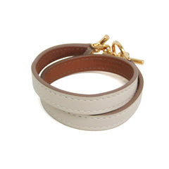 Hermes Croisière Double Tour Metal,Swift Leather Wrap Bracelet Off-white,Yellow Gold — Like New
