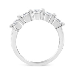 14K White Gold 1.00 Cttw Brilliant Round Cut Diamond 5-Stone Band Ring (H-I Color, SI2-I1 Clarity)