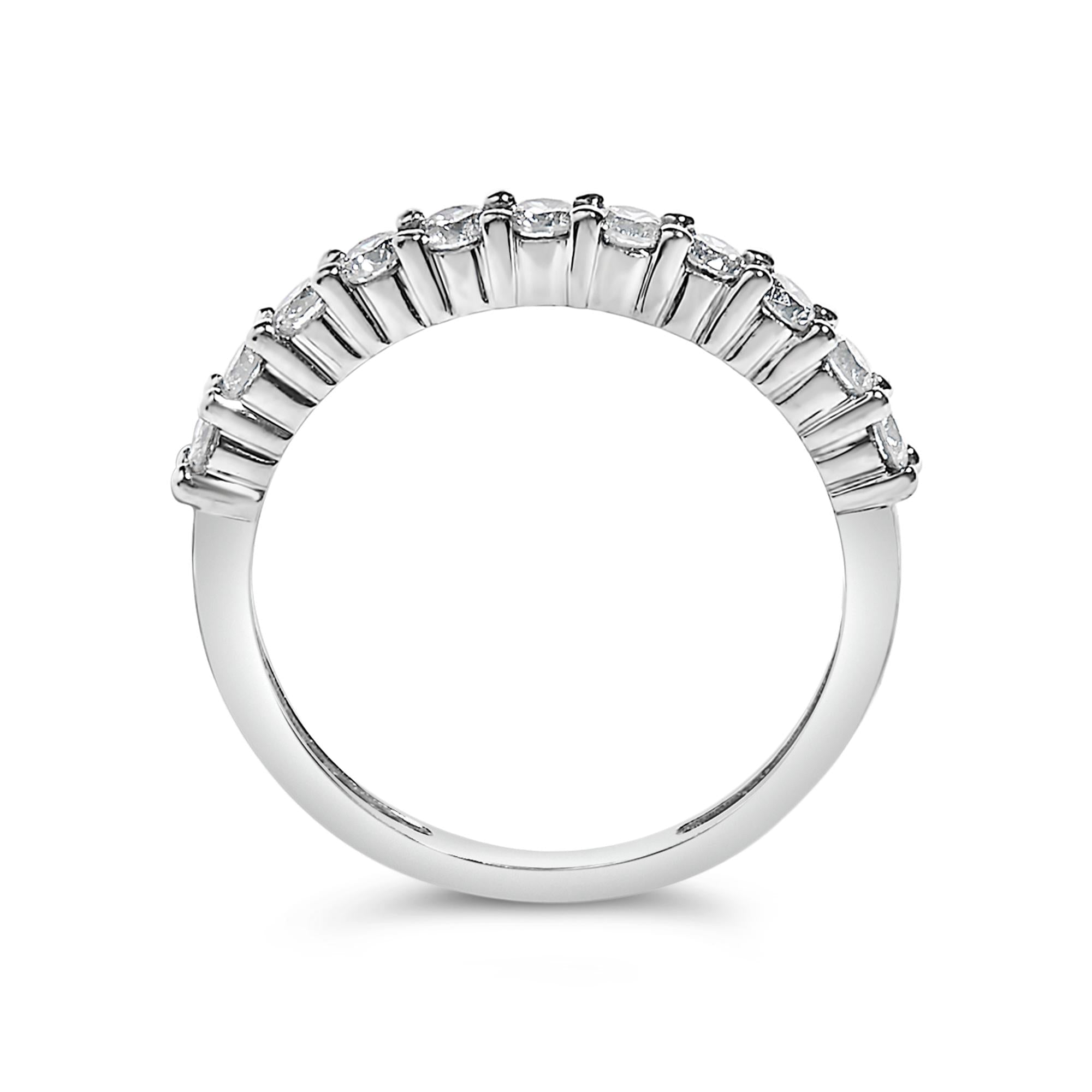 IGI Certified 1/2 Cttw Diamond 10K White Gold Prong Set Fluted Band Style Ring (I-J Color, I2-I3 Clarity)
