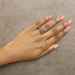 10K Yellow Gold Plated Sterling Silver 1.00 Cttw Champagne Diamond Multi Layer Band Ring