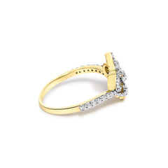 14K Yellow Gold Plated .925 Sterling Silver 1/4 Diamond Fleur-de-Lis Ring
