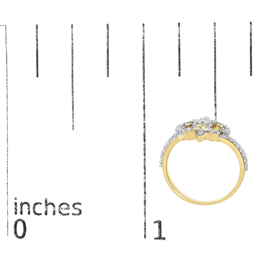 14K Yellow Gold Plated .925 Sterling Silver 1/4 Diamond Fleur-de-Lis Ring