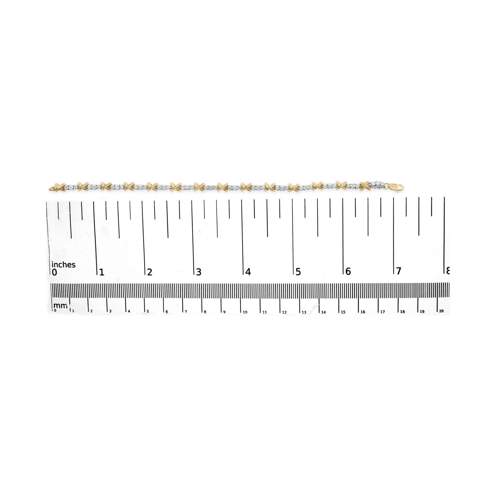 10K Two-Tone Gold 1.00 Cttw Diamond X-Link Link Bracelet
