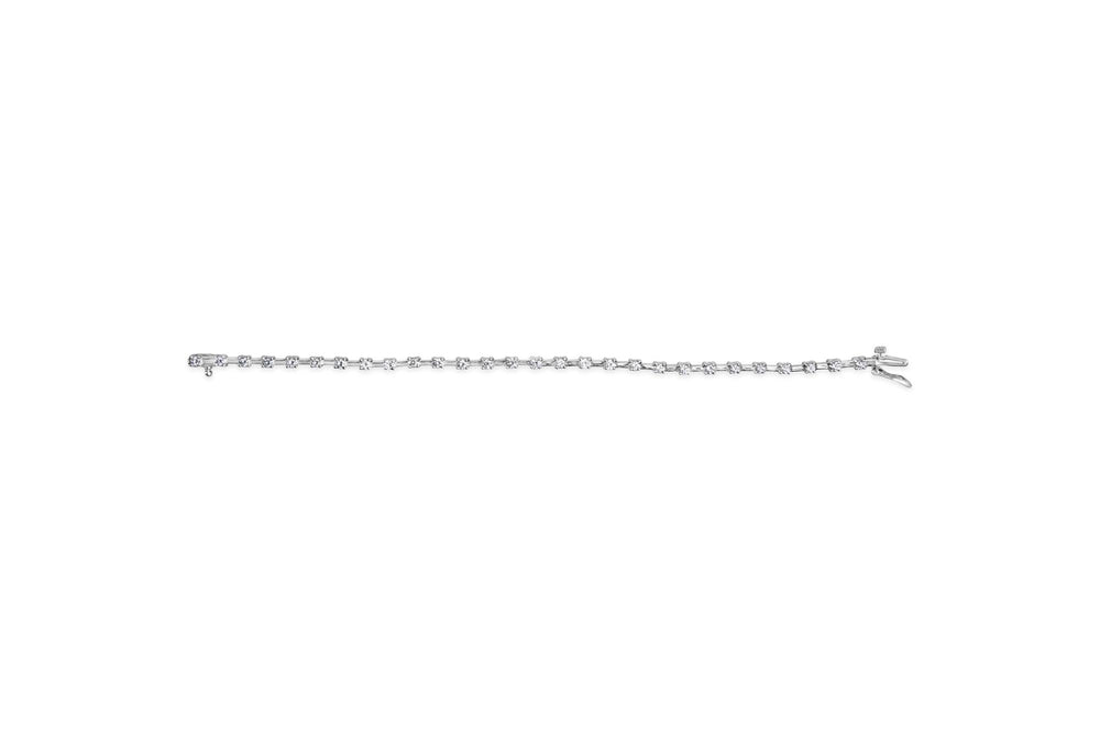 14K White Gold 2.00 Cttw Diamond Bar and Link Tennis Bracelet (H-I Color, SI1-SI2 Clarity) - 7"