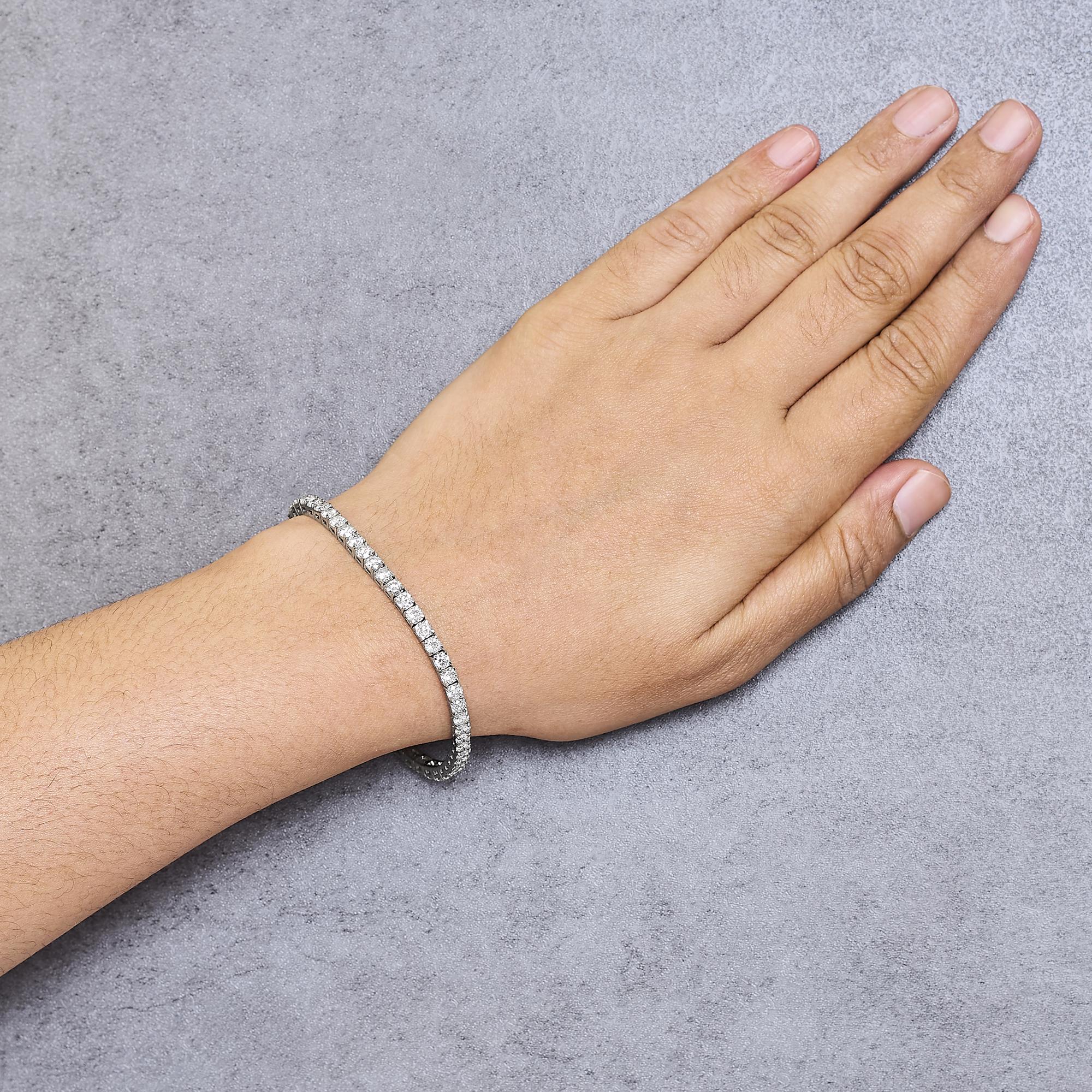 IGI Certified Diamond 14K White Gold Classic 7” Tennis Bracelet - Choice of Carat Weights