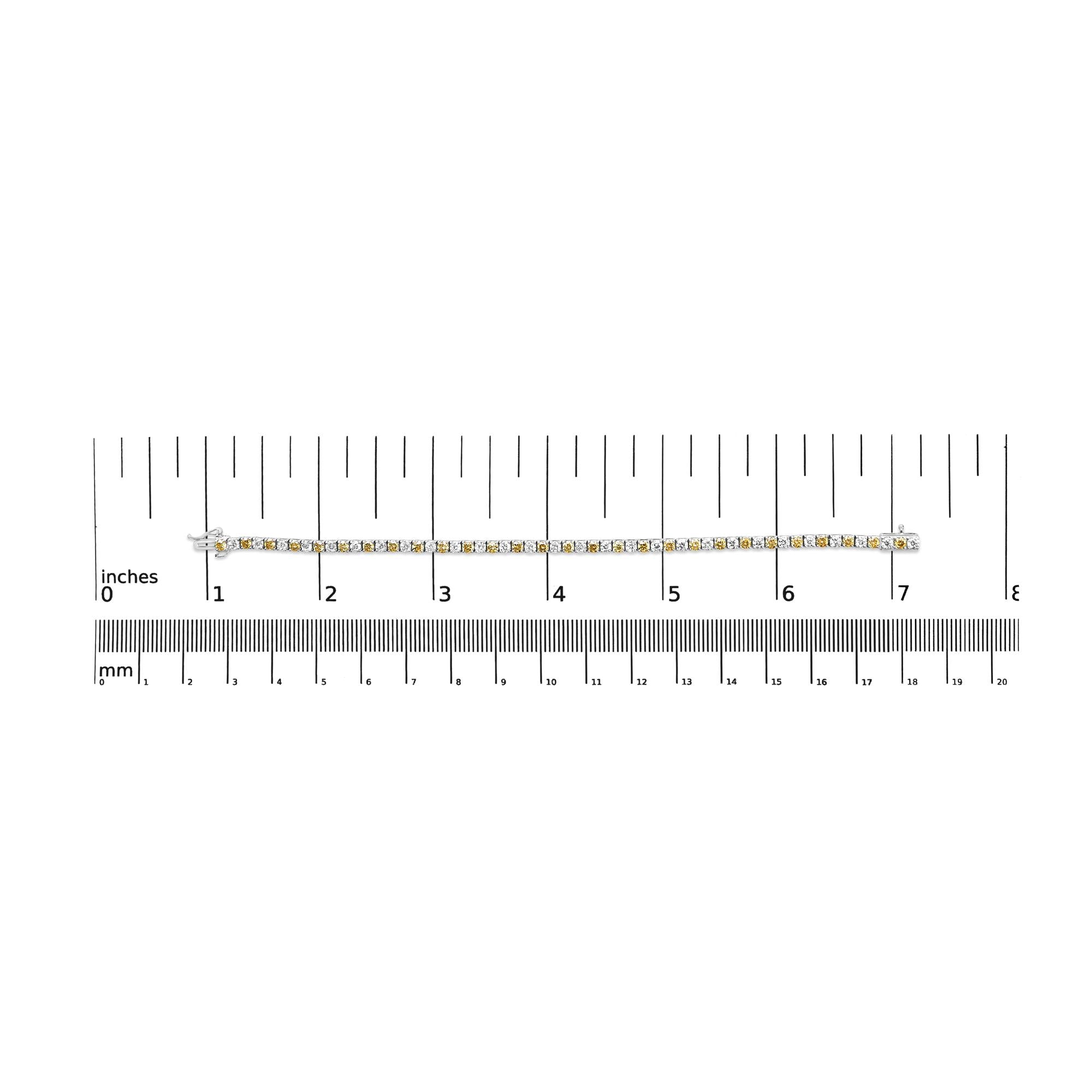 14K White Gold 5.0 Cttw Alternating White and Yellow Lab Grown Diamond Tennis Tennis Bracelet (Yellow/F-G Color, VS2-SI1 Clarity - 7"