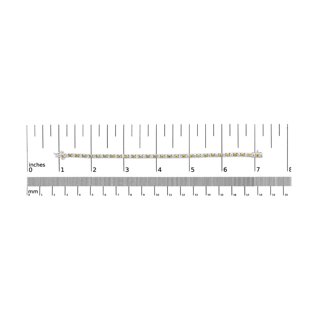 14K White Gold 5.0 Cttw Alternating White and Yellow Lab Grown Diamond Tennis Tennis Bracelet (Yellow/F-G Color, VS2-SI1 Clarity - 7"