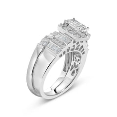 Sterling Silver 1.0 Cttw Diamond Composite Head Bridal Engagement Ring Set