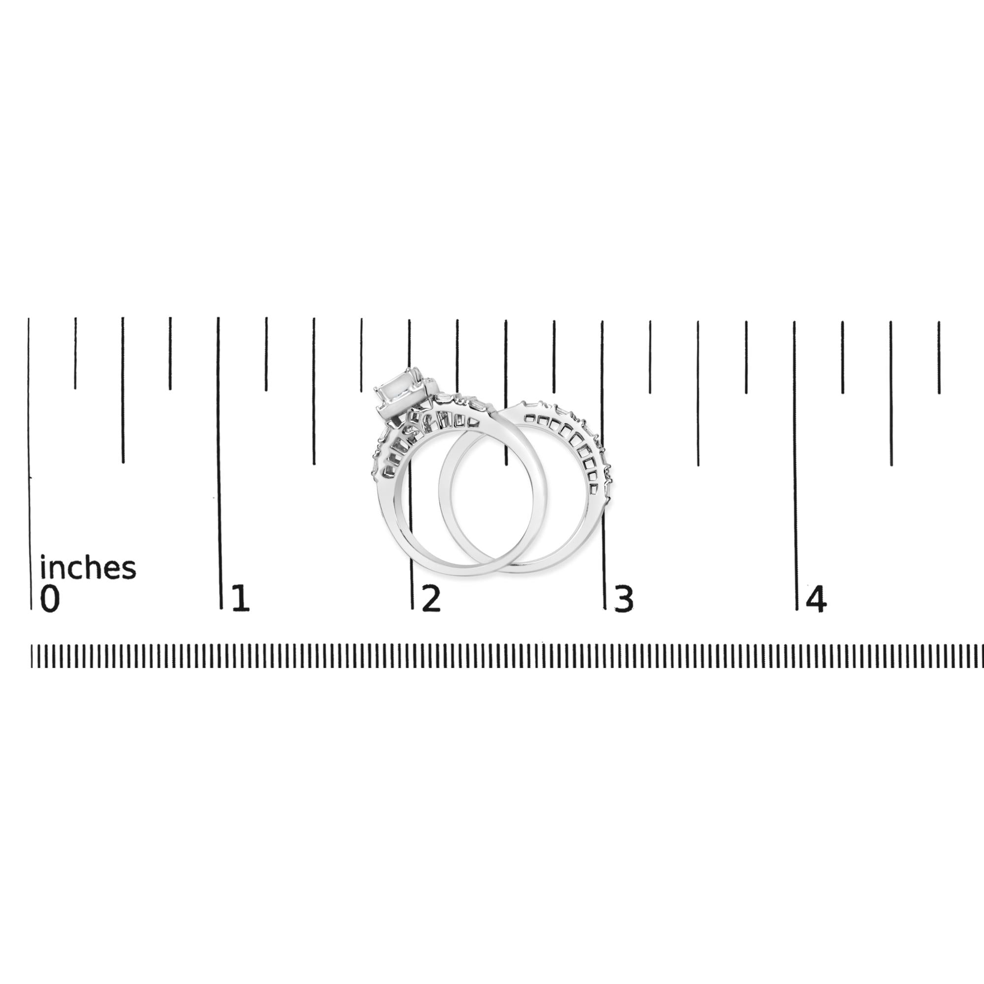 Sterling Silver 1.0 Cttw Diamond Composite Head Bridal Engagement Ring Set