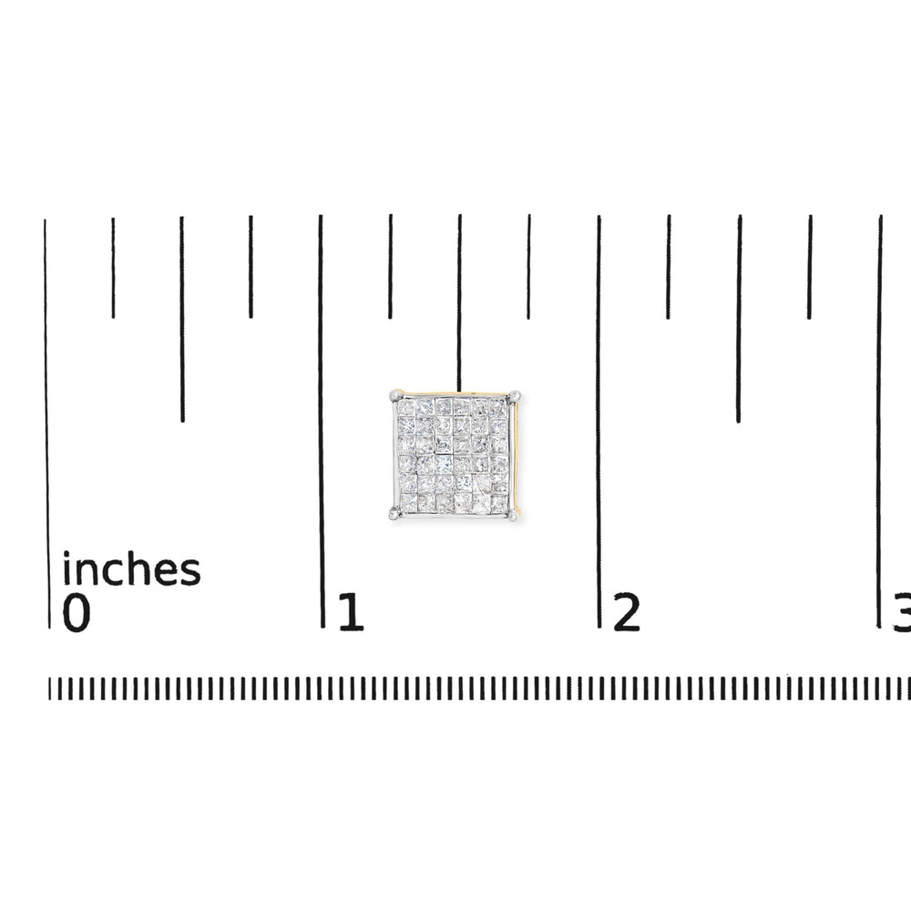 10K Yellow Gold 2.0 Cttw Invisible-Set Princess-Cut Diamond Stud Earrings