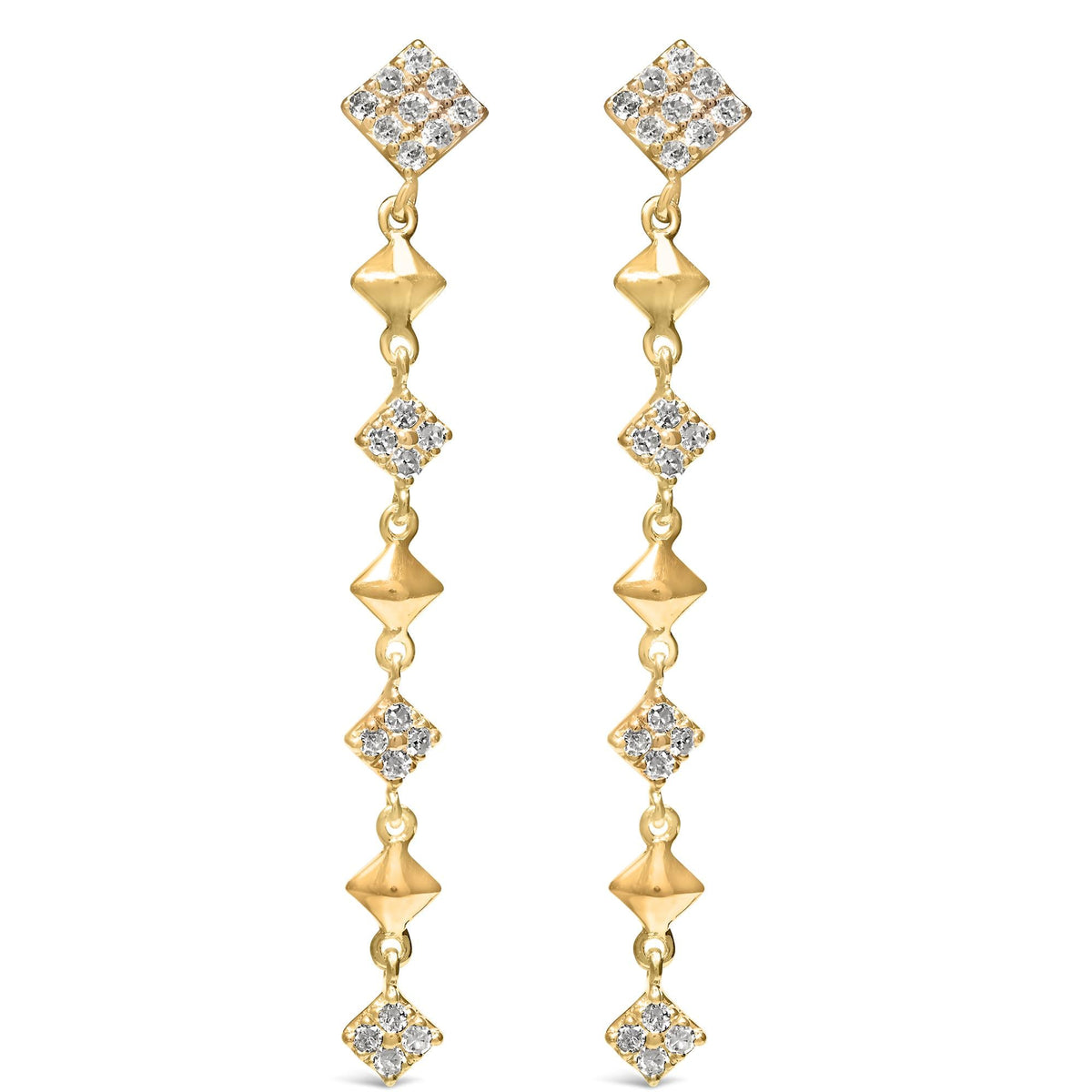 10K Yellow Gold Plated .925 Sterling Silver 1 5/8 Cttw Diamond Linear Geometric Drop and Dangle Earrings (H-I Color, I1-I2 Clarity)