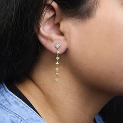 10K Yellow Gold Plated .925 Sterling Silver 1 5/8 Cttw Diamond Linear Geometric Drop and Dangle Earrings (H-I Color, I1-I2 Clarity)