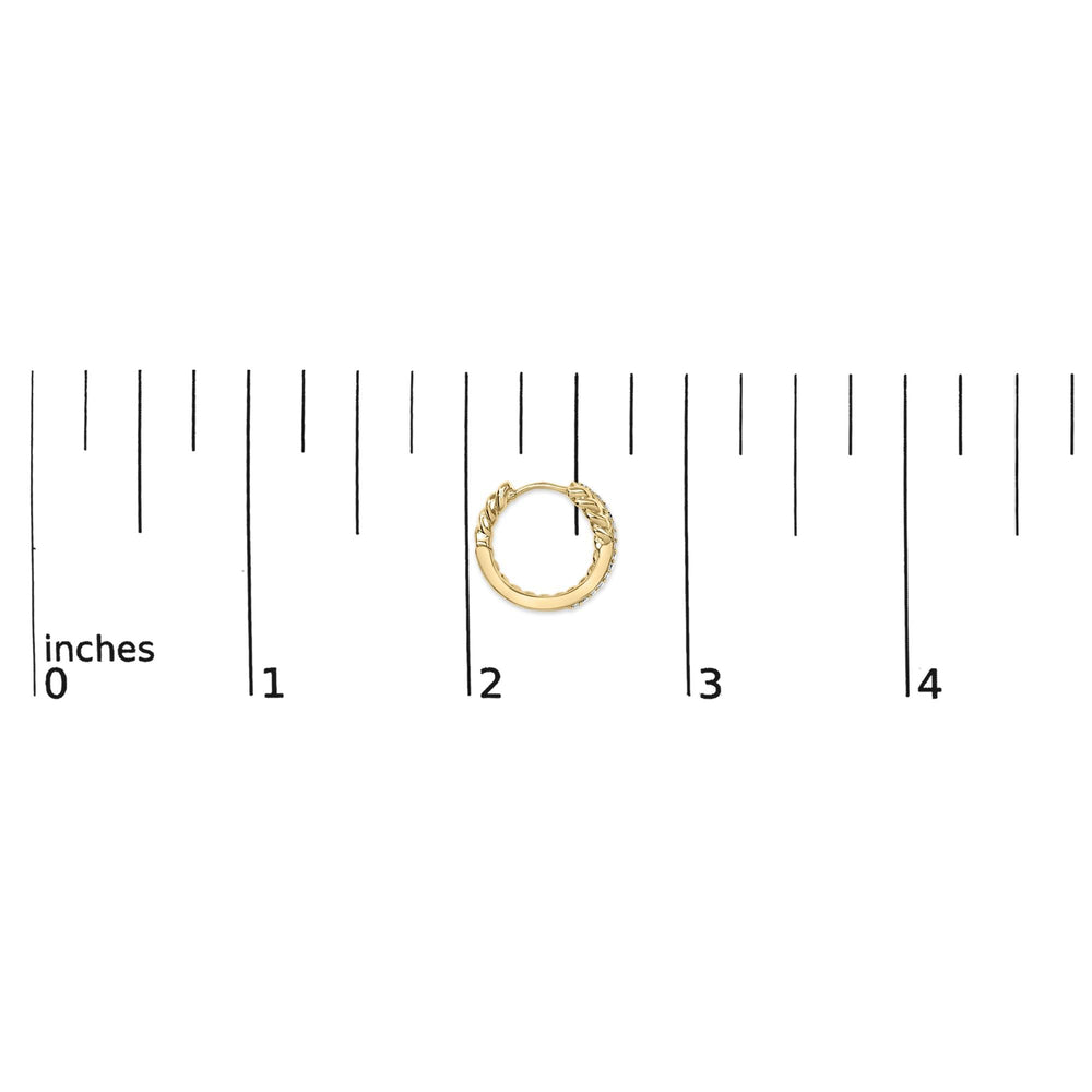 14K Yellow Gold Plated Sterling Silver 1/5 Cttw Diamond Twisted Design Hoop Earrings