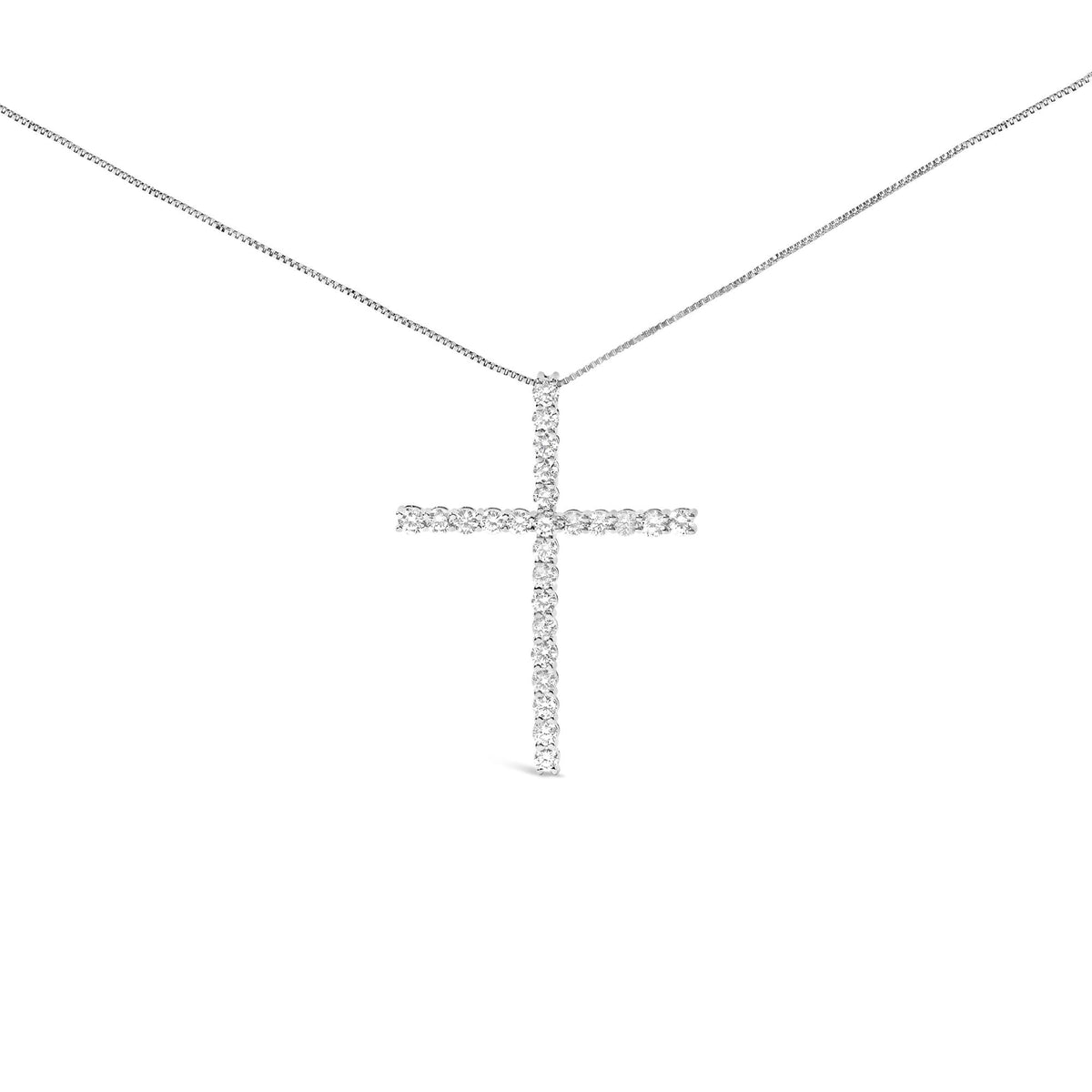 14K White Gold 2.0 Cttw Lab Grown Diamond Cross 18" Inch Pendant Necklace (F-G Color, VS2-SI1 Clarity)
