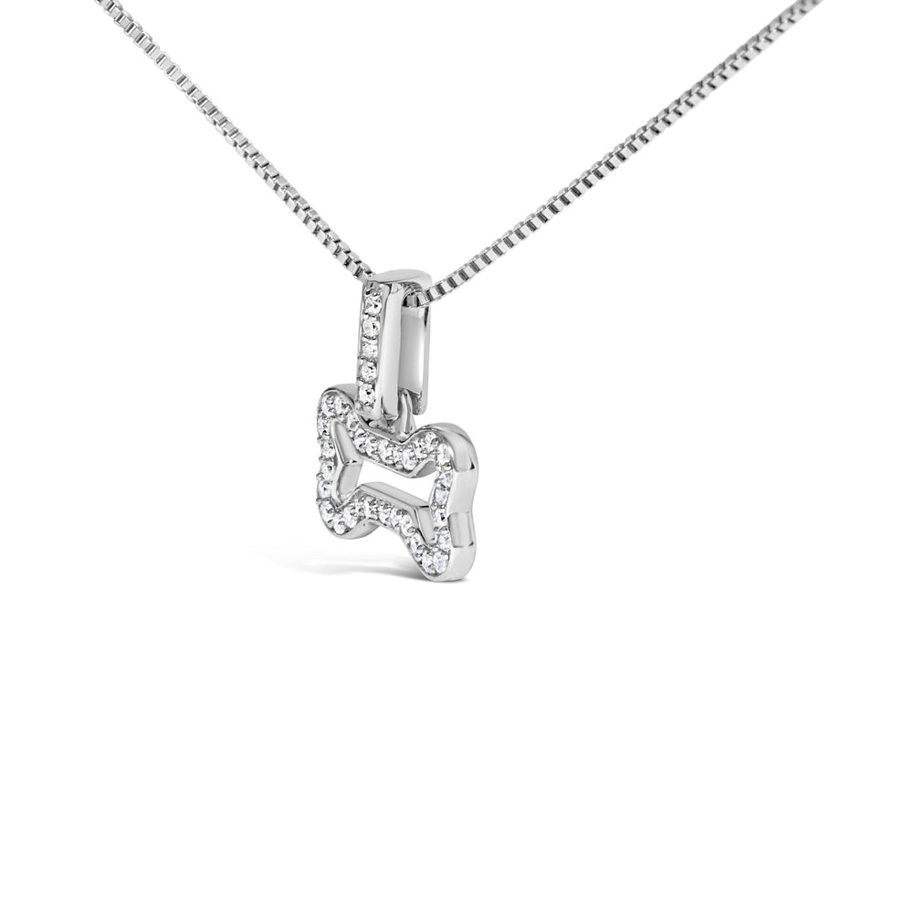 .925 Sterling Silver 1/5 Cttw Diamond Dog Bone Pendant Necklace (H-I Color, I1-I2 Clarity) - 18"