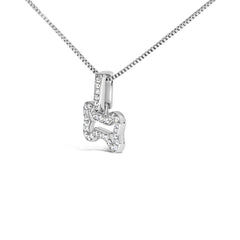 .925 Sterling Silver 1/5 Cttw Diamond Dog Bone Pendant Necklace (H-I Color, I1-I2 Clarity) - 18"