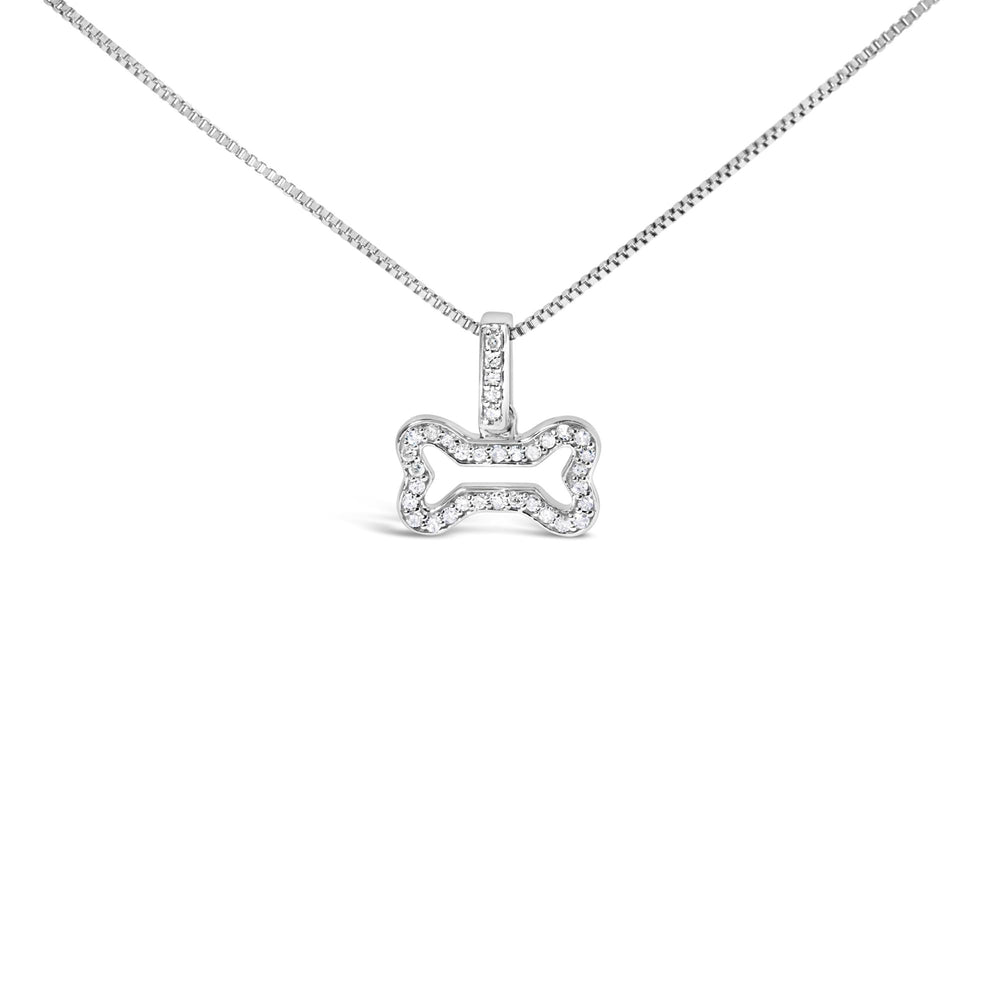 .925 Sterling Silver 1/5 Cttw Diamond Dog Bone Pendant Necklace (H-I Color, I1-I2 Clarity) - 18"