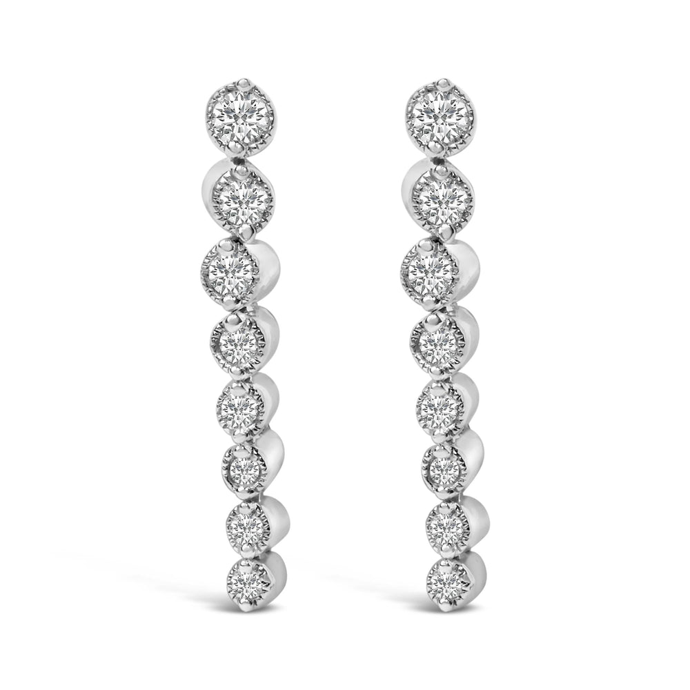 .925 Sterling Silver 1/4 Cttw Diamond Graduated Dangle Earrings