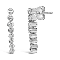 .925 Sterling Silver 1/4 Cttw Diamond Graduated Dangle Earrings