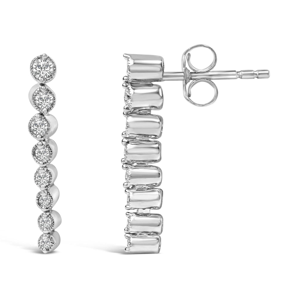 .925 Sterling Silver 1/4 Cttw Diamond Graduated Dangle Earrings