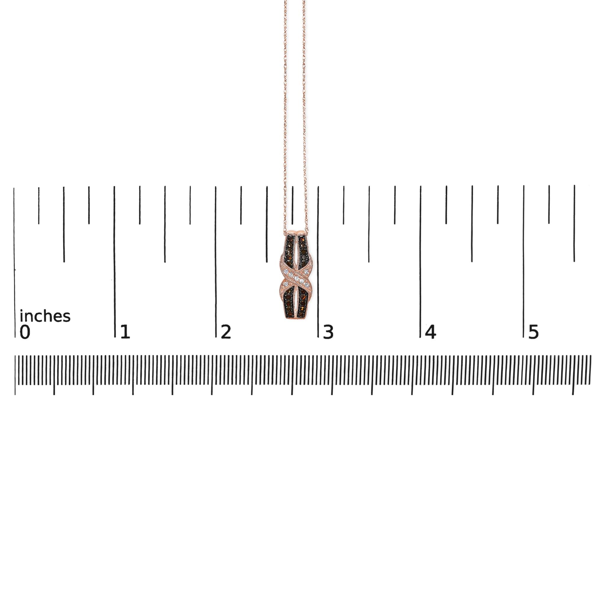 10K Rose Gold 1/4 Cttw White and Chocolate Brown Diamond Infinity Twist Pendant Necklace (I-J Color, I1-I2 Clarity)