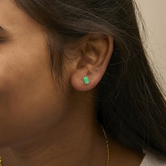 Sterling Silver 1.20 Cttw Oval Green Emerald Solitaire Stud Earrings