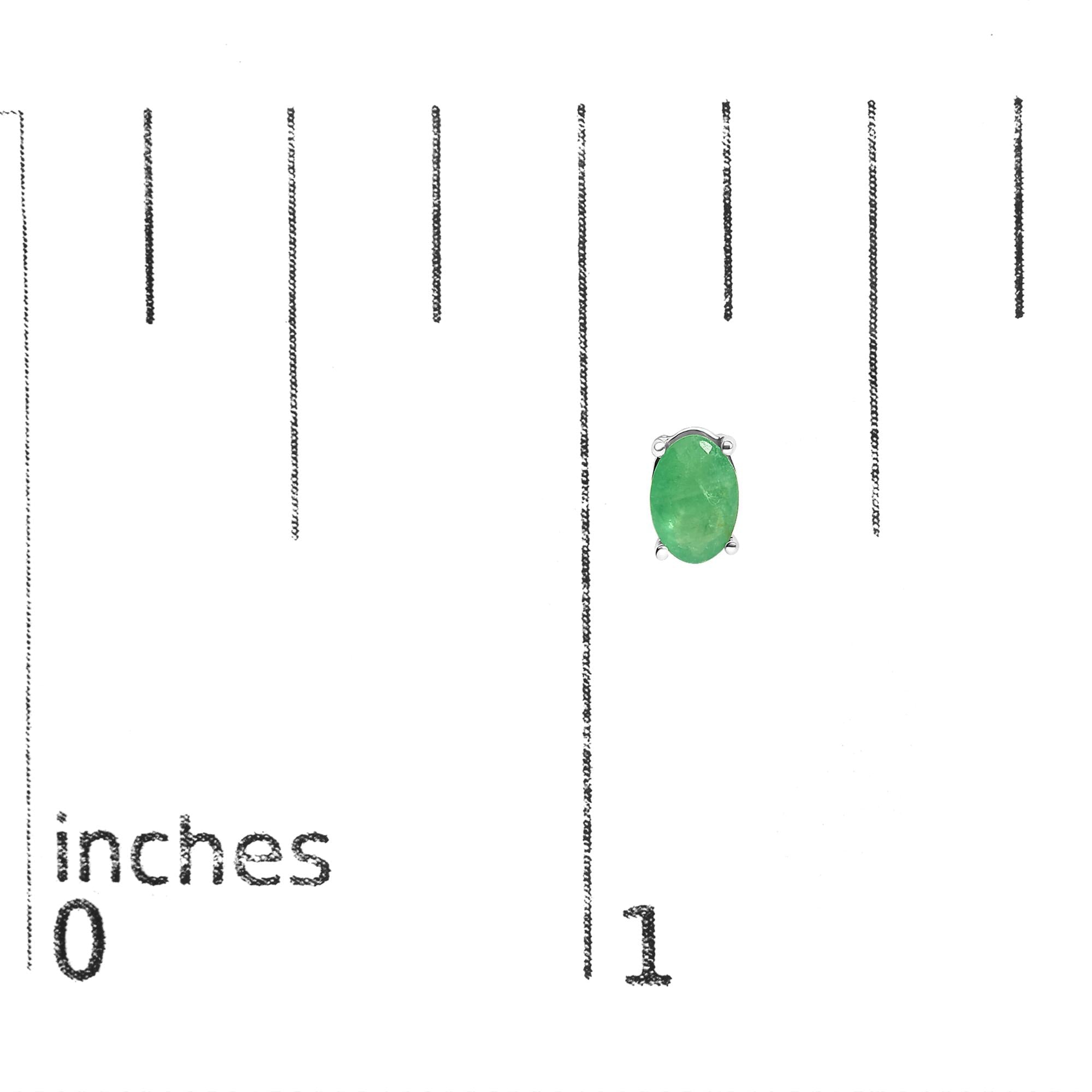 Sterling Silver 1.20 Cttw Oval Green Emerald Solitaire Stud Earrings