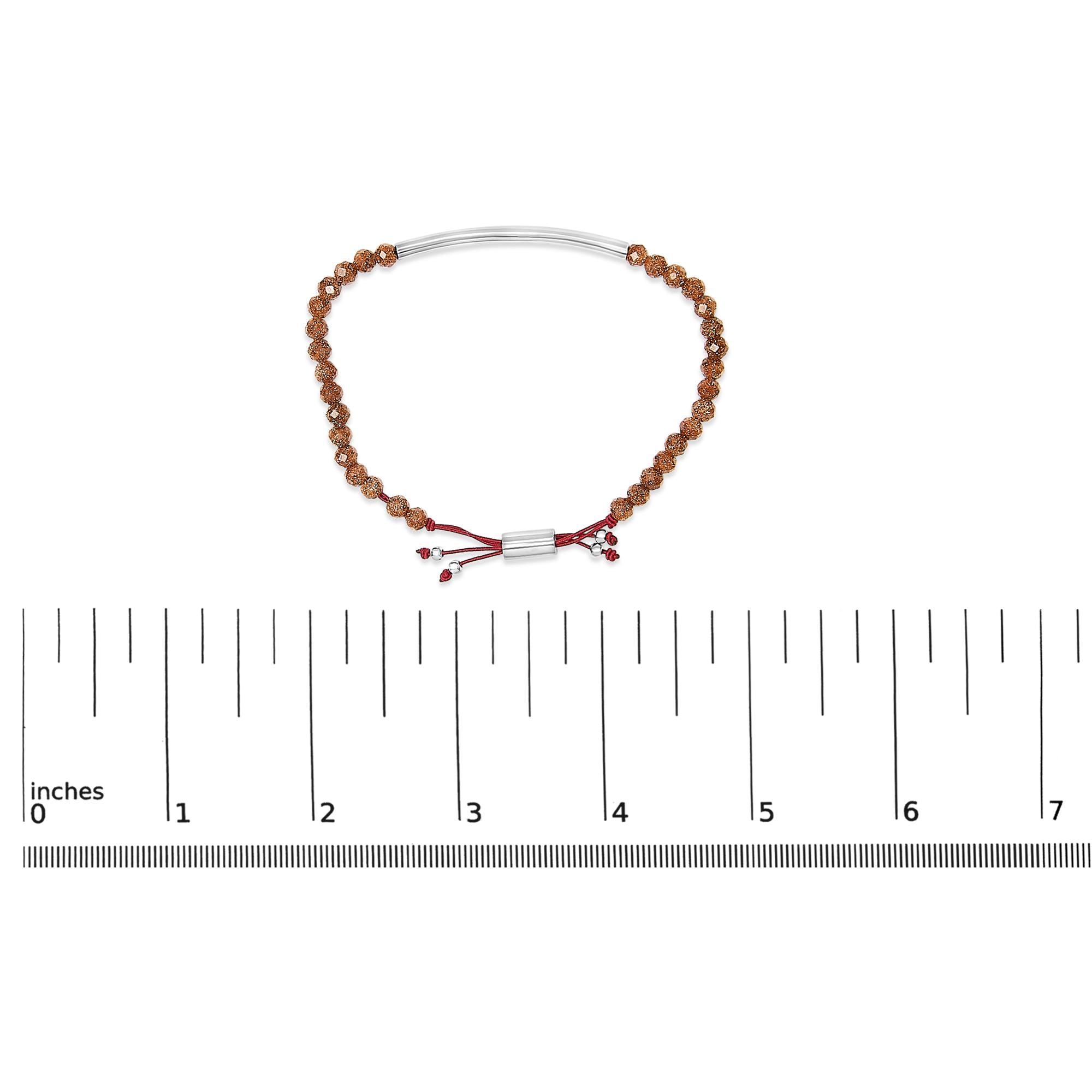 Sterling Silver Sand Bead Station Bracelet Bolo