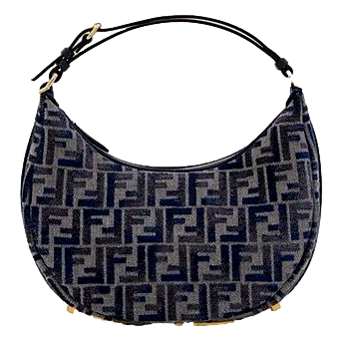 Fendi Fendigraphy Blue FF Jacquard Canvas Leather Hobo Bag