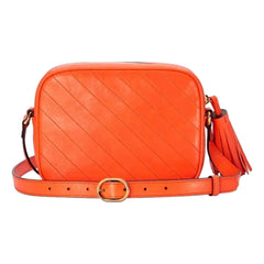 Gucci Blondie GG Patch Orange Leather Camera Crossbody Bag Diagonal Stitching